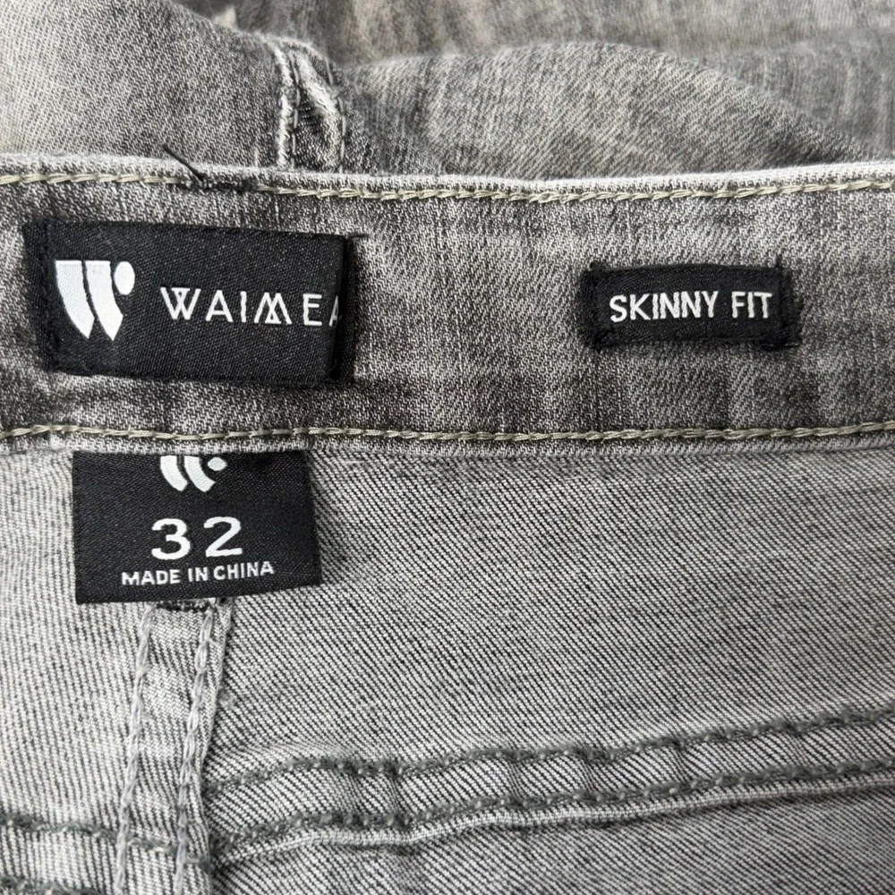 Waimea Men's Skinny Fit Patchwork‎ Jeans Gray Distressed Size 32 Stretch